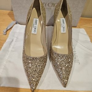 Jimmy Choo Women's Abel Gold Glitter Fabric